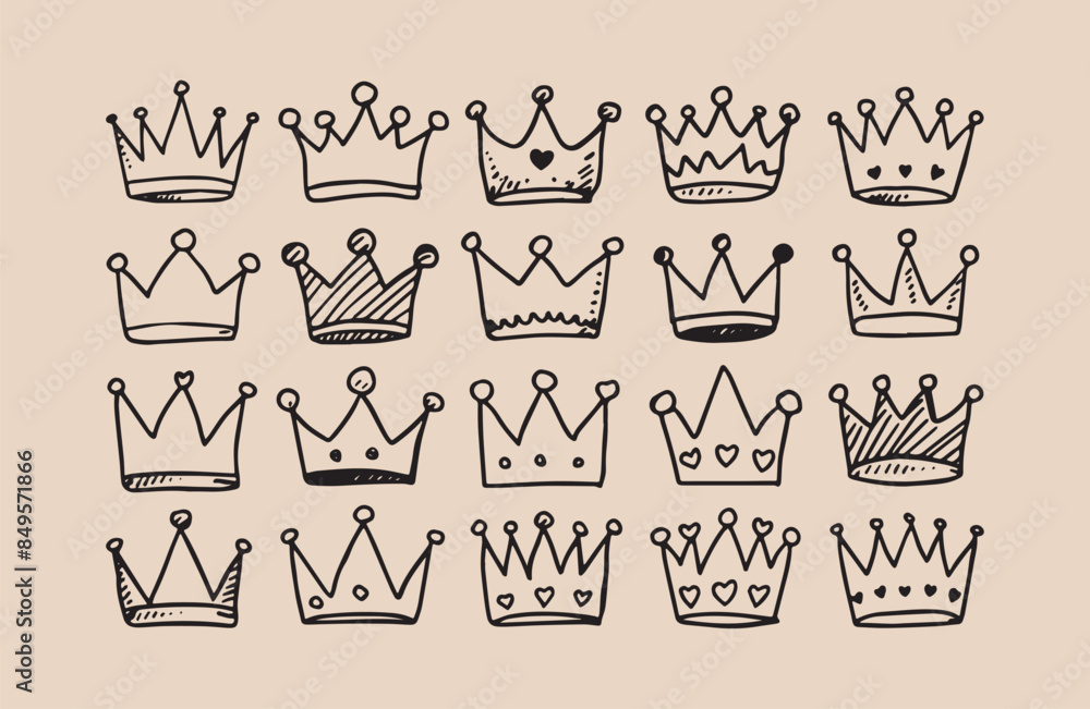 Collection of hand-drawn crowns with a unique design 01 Collection of hand-drawn crowns with a unique design 01