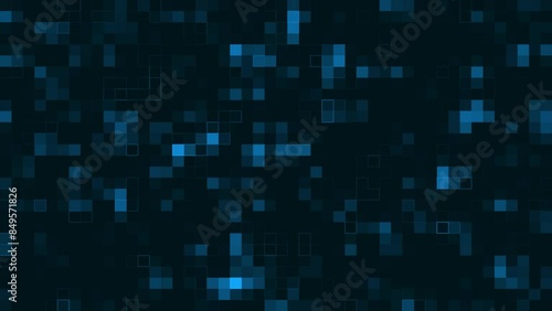 Looping background animation of blue glowing squares abstract digital technology