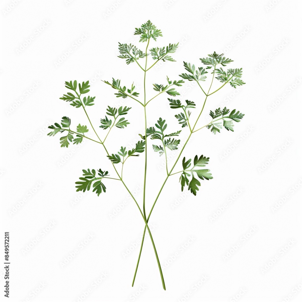 A photo of a chervil, isolated on a white background for clear png image A photo of a chervil, isolated on a white background for clear png image