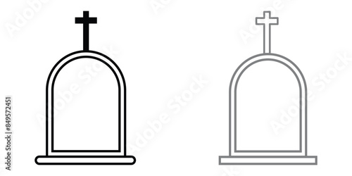 Tombstone icon. Rip grave icon vector. rip headstone vector. death grave tone icon. gravestone line icon suitable for apps and websites UI designs. Vector illustration. Eps file 53.