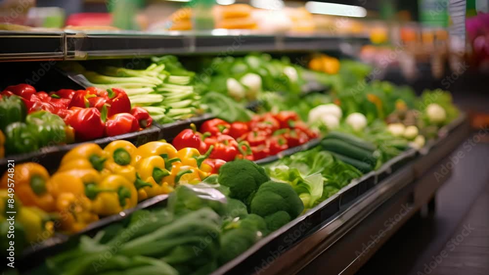 Freshly Stocked Fruits and Vegetables Shelf Freshly Stocked Fruits and Vegetables Shelf