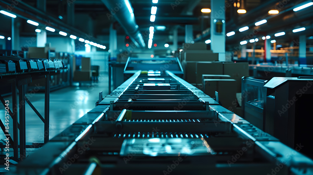 A train track with a long train on it A train track with a long train on it