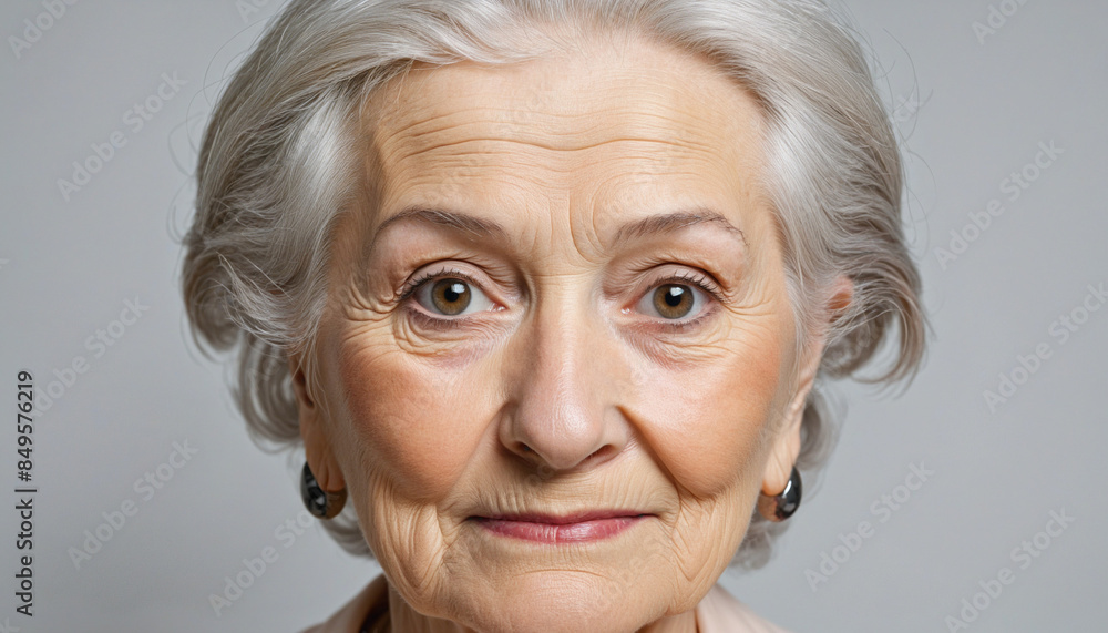 Ageing Gracefully: A Portrait of a Senior Lady with Grey Hair and Wrinkles Ageing Gracefully: A Portrait of a Senior Lady with Grey Hair and Wrinkles
