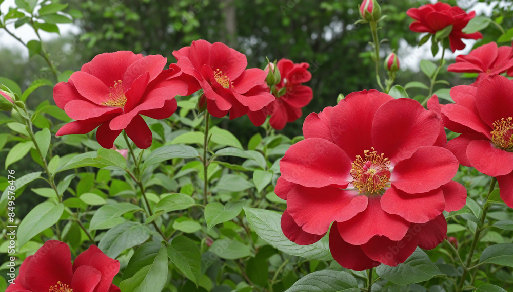 Gorgeous Red Roses Blooming in the Garden Gorgeous Red Roses Blooming in the Garden