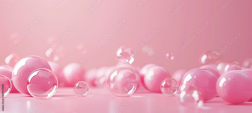 Chewing gum bubbles. Pink pastel background advertising. Platform, exhibition base according to the template. 3d illustration. Chewing gum bubbles. Pink pastel background advertising. Platform, exhibition base according to the template. 3d illustration.