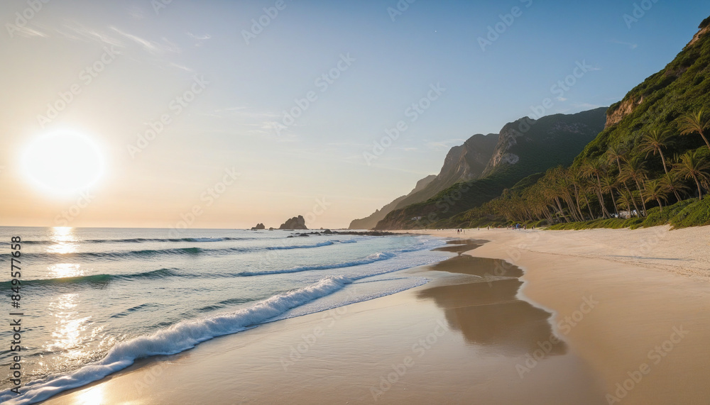 Obraz premium Heavenly Sunrise on the Beach Shore