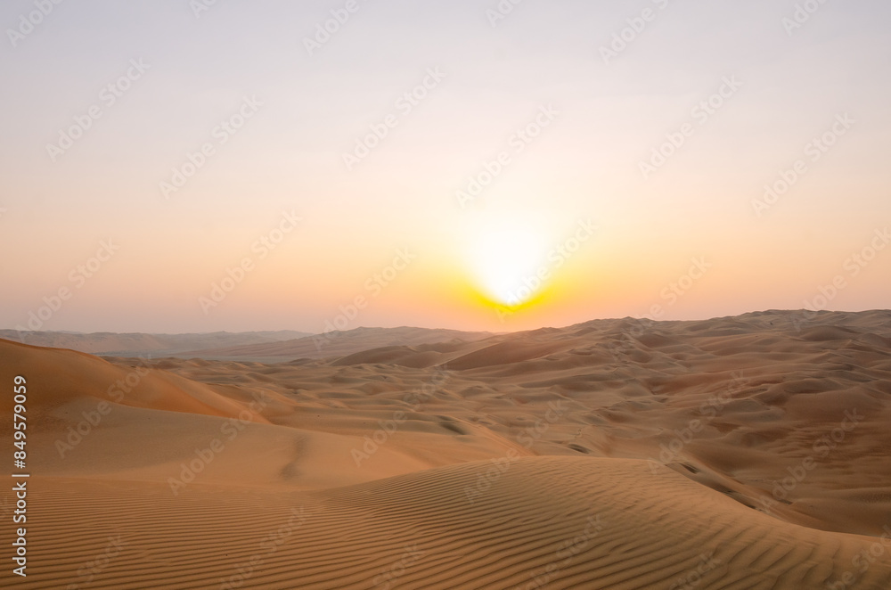 Sunset in the desert of Abu Dhabi in Emirates Sunset in the desert of Abu Dhabi in Emirates