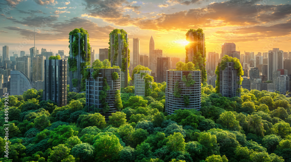 Obraz premium green architecture, green future, ecological technologies