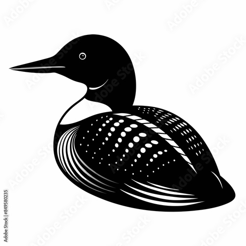  Common Loon outline vector artwork illustration