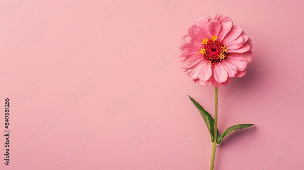 Zinnia, isolated on a pastel background for blank background graphic resources Zinnia, isolated on a pastel background for blank background graphic resources