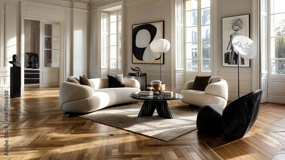 Modern Living Room with White and Black Decor Modern Living Room with White and Black Decor
