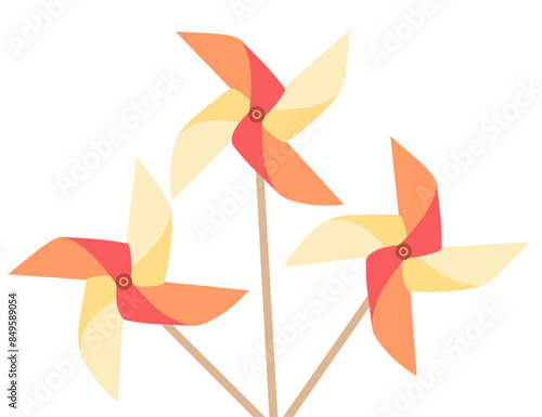 Colorful pinwheel toy vector illustration isolated on white background