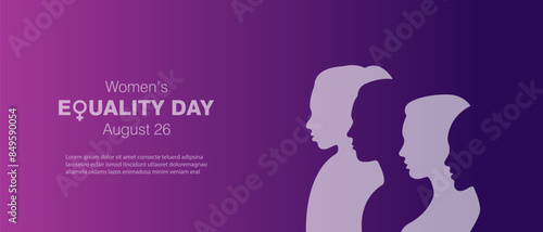 Vector illustration with silhouettes of women.Women's Equality Day banner.