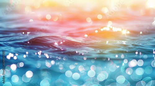 Dazzling abstract wallpaper showing gentle light bokeh on water surface, representing hope and tranquility, great as a background or best-seller item photo