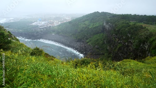 Stunning Mountain View on Udo Island durning Stormy Weather photo