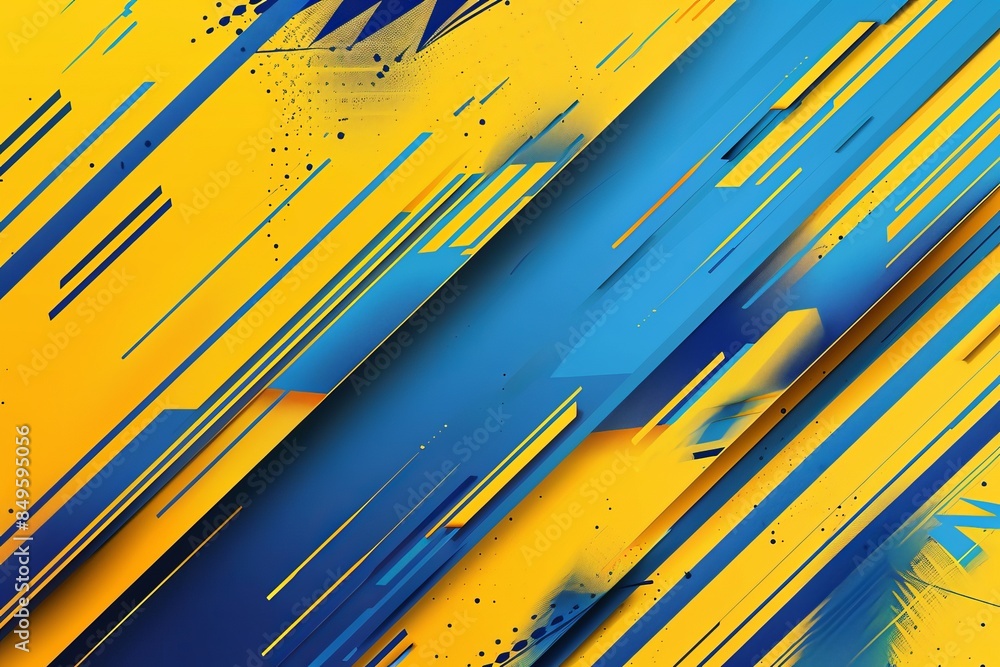 Dynamic abstract design with blue and yellow elements, combining edgy ...