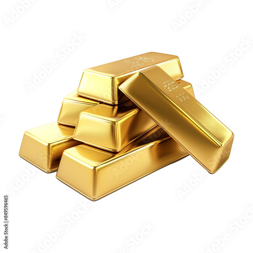 Gold bar stack on transparent background