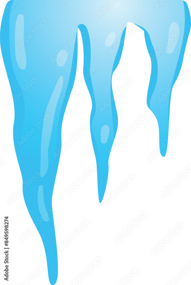 Icicles hanging roof during winter season. Digital illustration blue ice icicles melting cold weather. Isolated white background emphasizing clear vivid ice structure Icicles hanging roof during winter season. Digital illustration blue ice icicles melting cold weather. Isolated white background emphasizing clear vivid ice structure