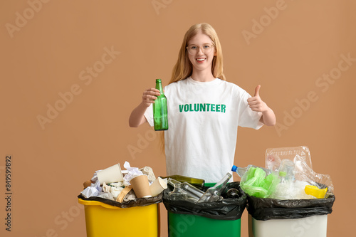 Female volunteer sorting tr...