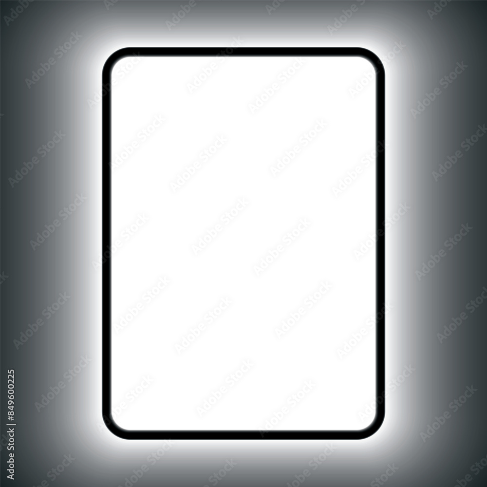 illuminated vertical lightbox mockup with rounded corners on a grey wall background, vector illustration illuminated vertical lightbox mockup with rounded corners on a grey wall background, vector illustration