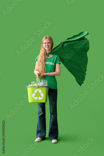 Female volunteer in superhe...