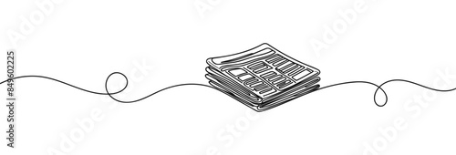 One line drawing of a stack of news newspapers. Vector illustration