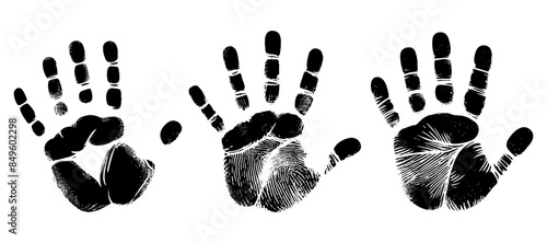 Hand palm print isolated on white background. Creative paint hands prints. Happy childhood design. bright human palm