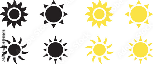 sun icon set. Summer sunlight icon. sun for web icons. solar isolated icon. sunshine sun icon vector illustration icons