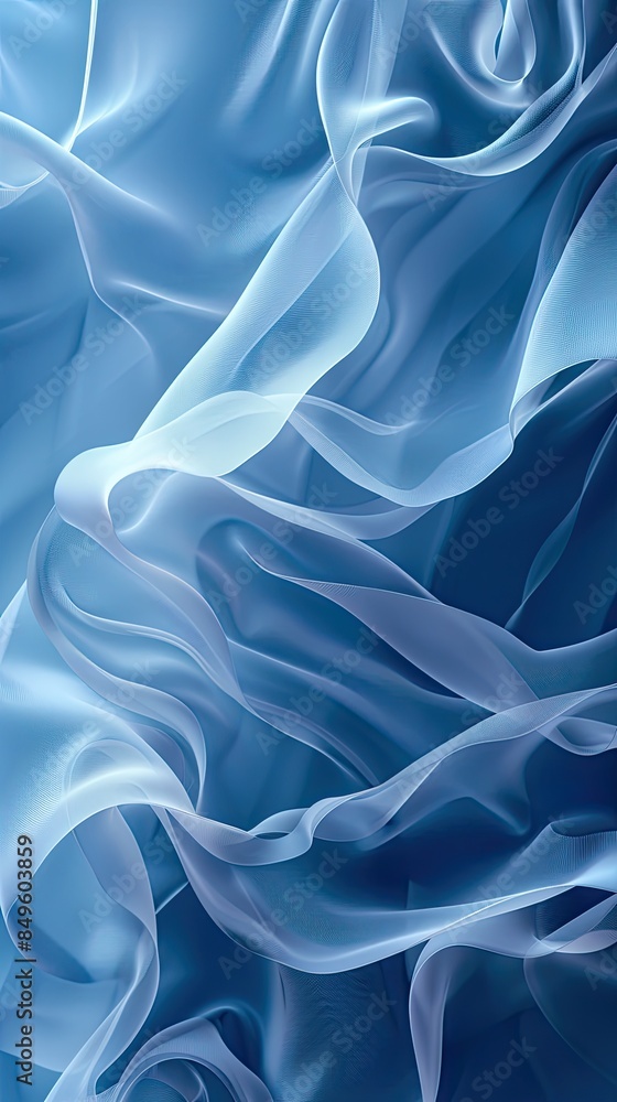 Obraz premium Abstract pastel blue wavy pattern, smooth flowing lines creating a mesmerizing design, minimalistic and soothing, perfect for modern backgrounds