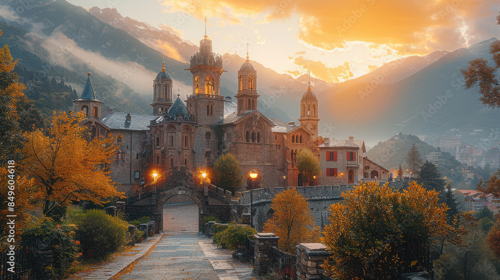 Fototapeta premium andorra in the alps as beautiful scene created with Generative AI technology