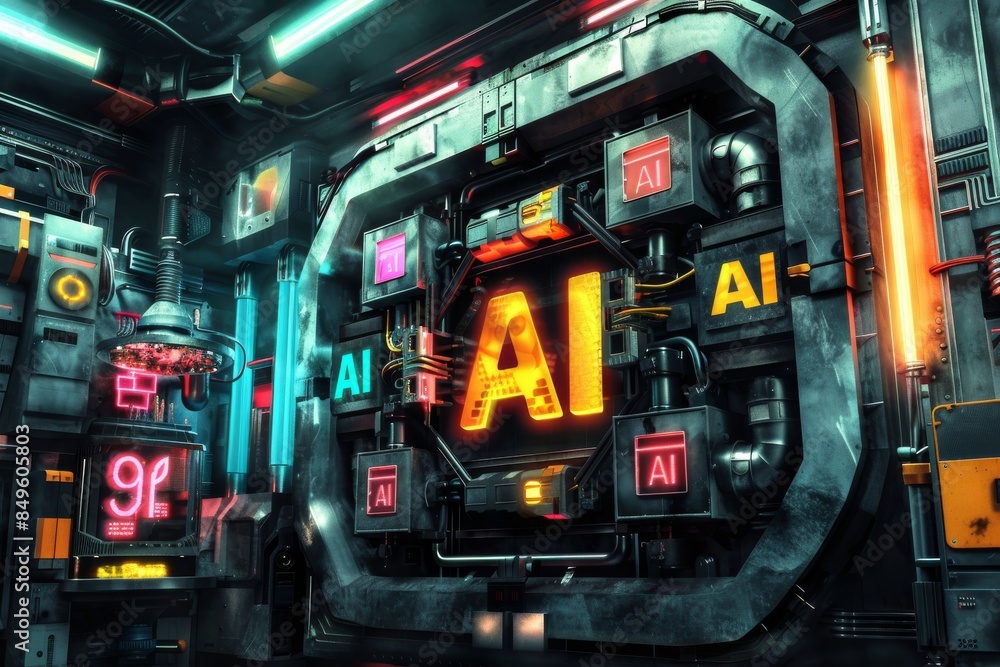 Futuristic control room with AI interface, representing advanced artificial intelligence, data processing, and smart technology in a high tech environment. Futuristic control room with AI interface, representing advanced artificial intelligence, data processing, and smart technology in a high tech environment.