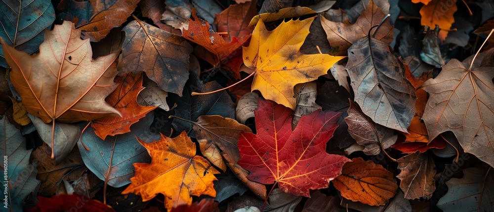 Macro shot of autumn leaves, ample copy space Highdetail image of leaves, providing space for text and design elements Macro shot of autumn leaves, ample copy space Highdetail image of leaves, providing space for text and design elements