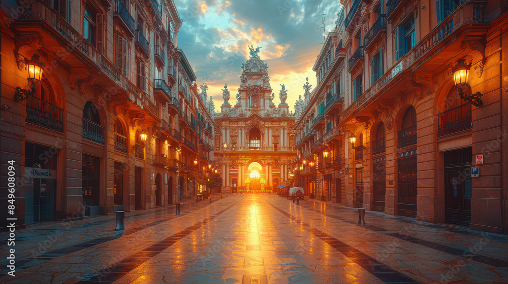 Capture the grandeur of Barcelona, Spain created with Generative AI technology Capture the grandeur of Barcelona, Spain created with Generative AI technology