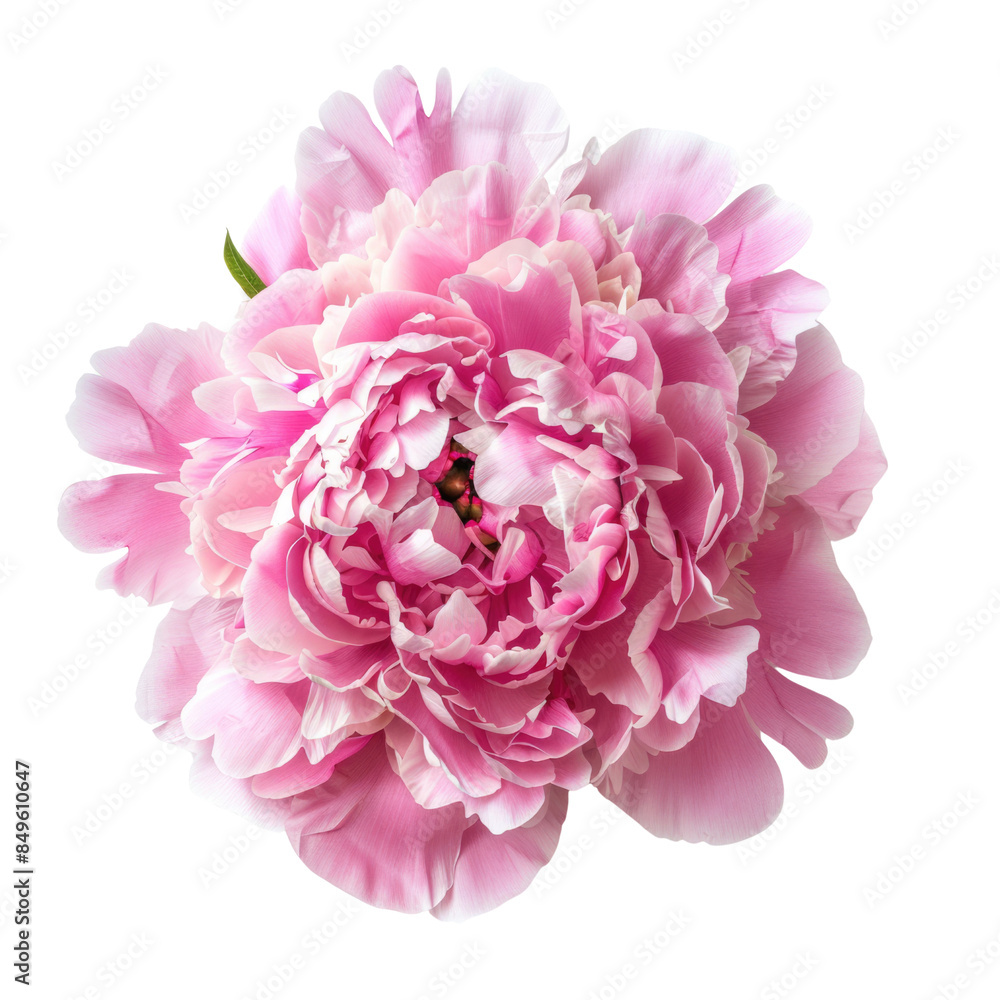 Single pink peony flower with lush petals on solid white background, single object
Single pink peony flower with lush petals on solid white background, single object