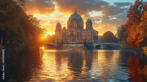 Capture the grandeur of Berlin, Germany created with Generative AI technology photo