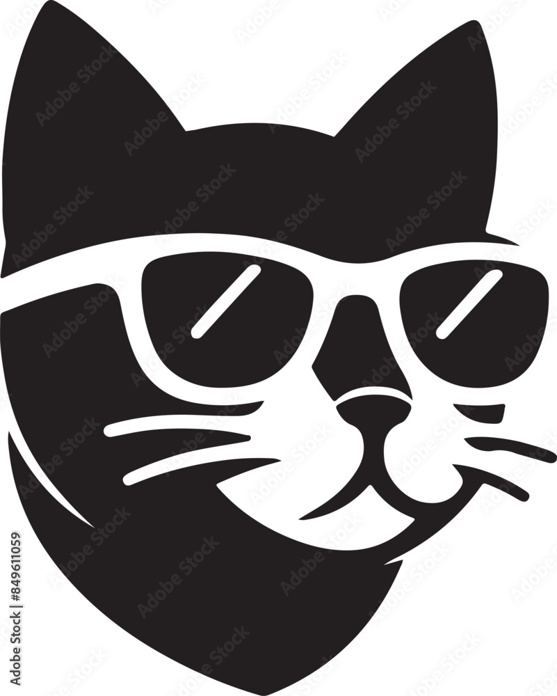 cat head wearing a sunglass silhouette vector style cat head wearing a sunglass silhouette vector style
