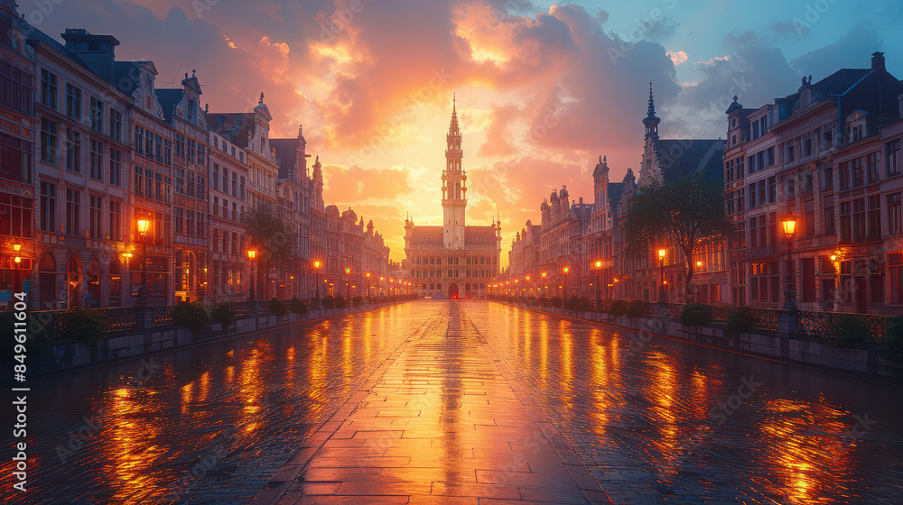 Obraz premium Capture the grandeur of Brussels, Belgium created with Generative AI technology