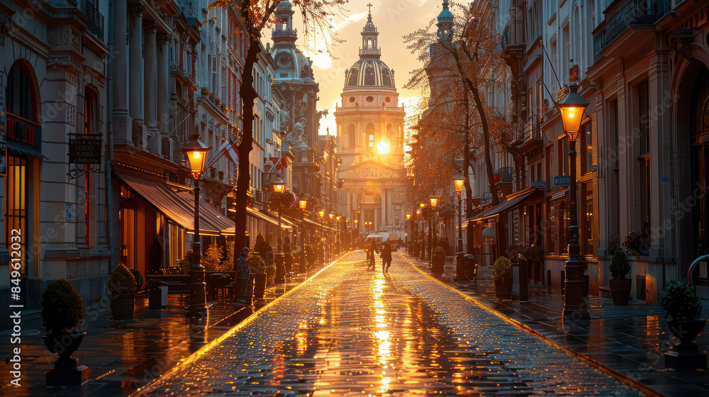 Naklejka premium Capture the grandeur of Brussels, Belgium created with Generative AI technology
