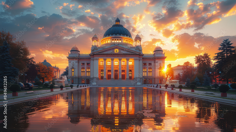 Obraz premium Capture the grandeur of Bucharest, Romania created with Generative AI technology