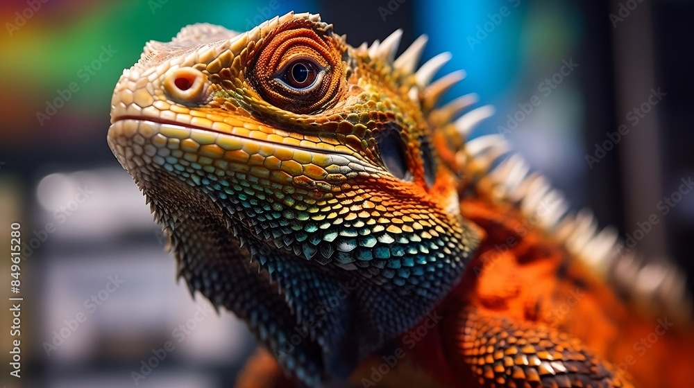 Fototapeta premium a close up of a lizard with a blurry background
