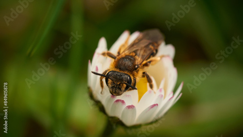 Mining bee in a daisy