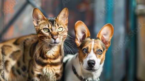 Bengal Cat and Jack Russell Terrier Friends © We3 Animal