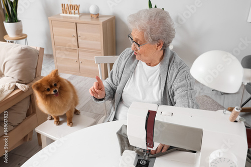 Senior woman with Pomerania...
