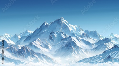 Wallpaper Mural Snow-capped mountain peaks under clear blue sky, great for adventure, travel, and nature documentaries. Torontodigital.ca