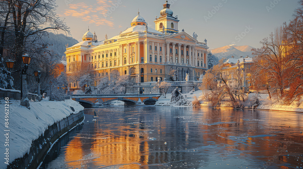 Fototapeta premium Capture the grandeur of Ljubljana, Slovenia created with Generative AI technology