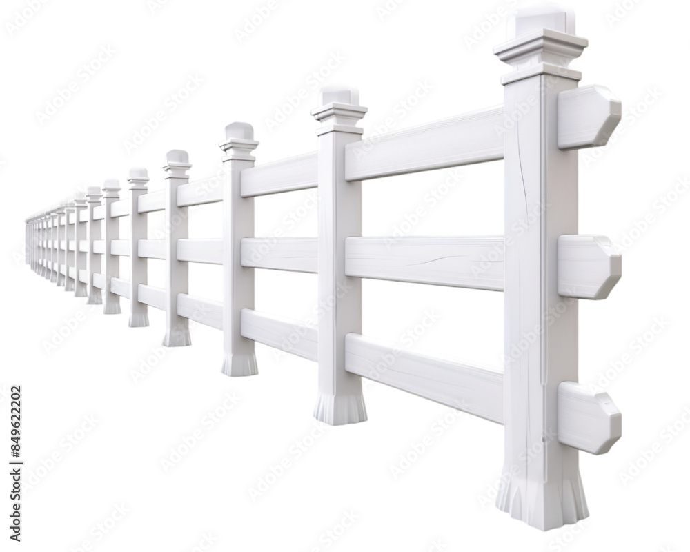 Naklejka premium White durable wooden fence on white background