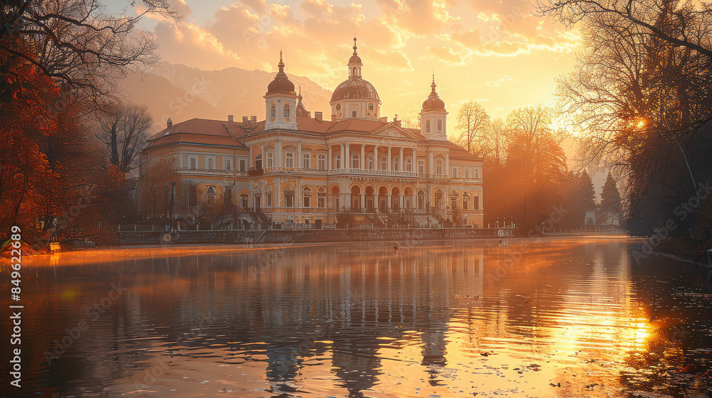 Obraz premium Capture the grandeur of Ljubljana, Slovenia created with Generative AI technology