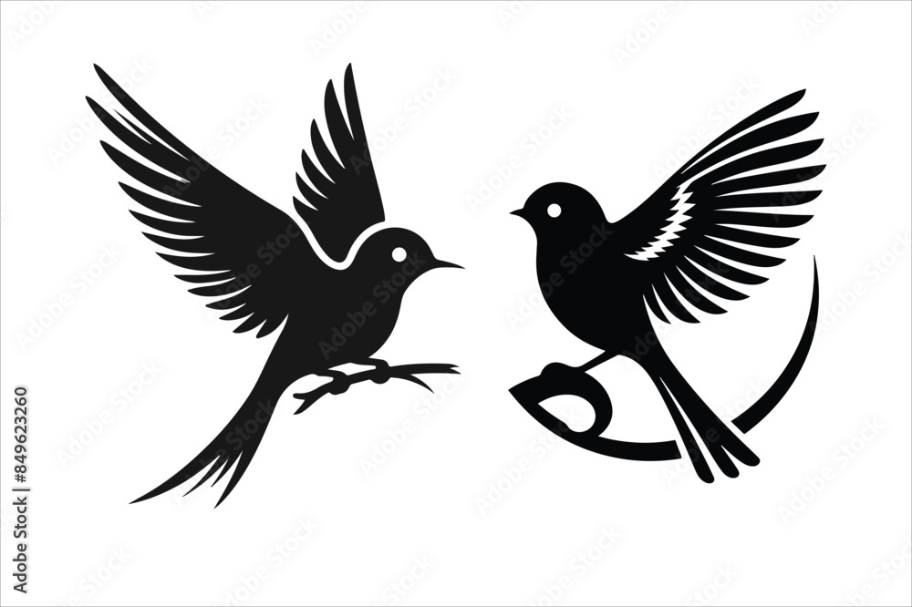 Obraz premium bird vector silhouette. bird drawing arts vector silhouette.