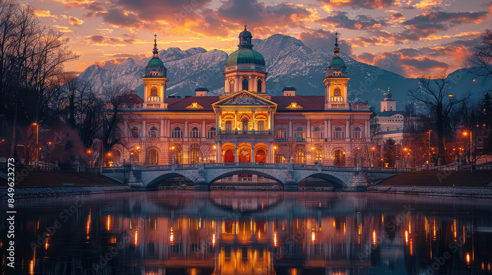 Fototapeta premium Capture the grandeur of Ljubljana, Slovenia created with Generative AI technology