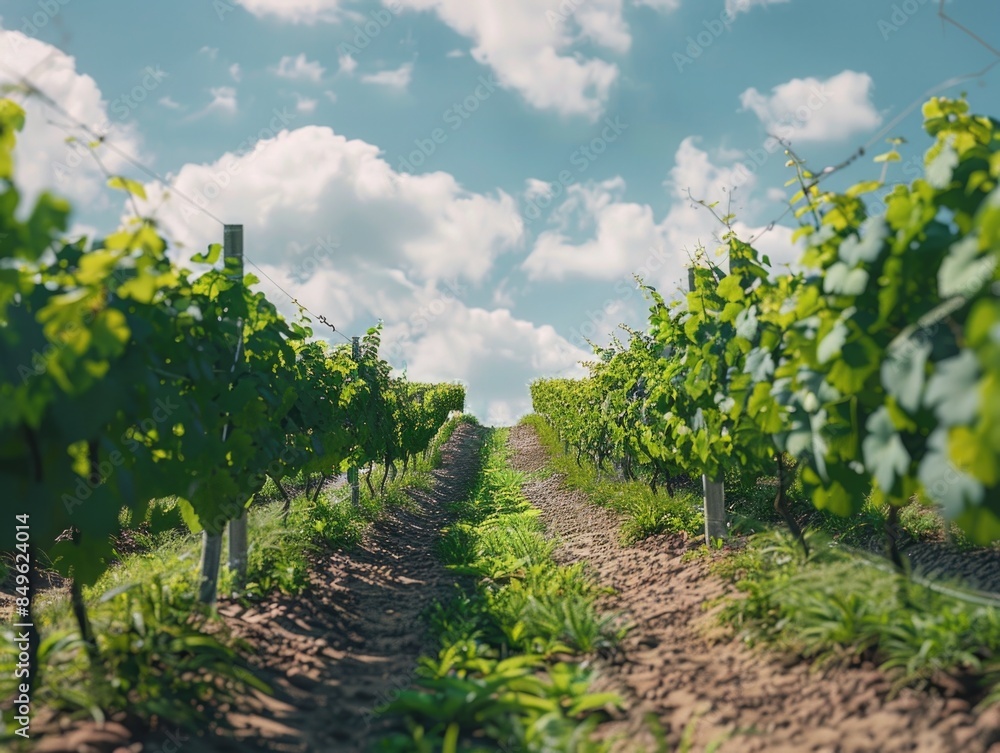 Naklejka premium Grapevine rows